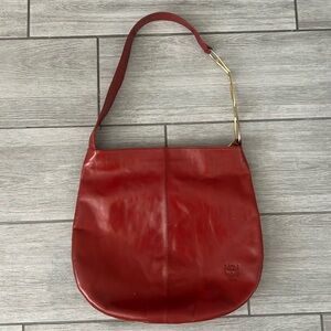 *RARE* Authentic MCM Scarlet Hobo Leather Shoulder Bag w/gold hardware EUC